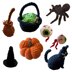 Crochet Halloween Decorations for Pumpkin, Spider, Eyeball, Witch's Hat, Cauldron, Broomstick and Black Cat