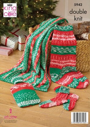 Blanket, Socks, Stocking and Hot Water Bottle Cover in King Cole Fjord DK - P5942 - Leaflet