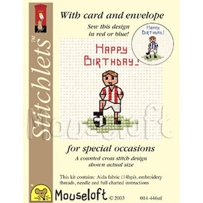 Mouseloft Little Footballer Card Occasions Stitchlets Kit Cross Stitch Kit - 100 x 125 x 12