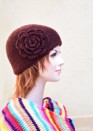 Malin knit hat with crochet flower