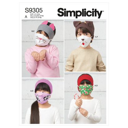 Simplicity Children's Headbands, Hat & Face Coverings S9305 - Paper Pattern, Size A (S-M-L)