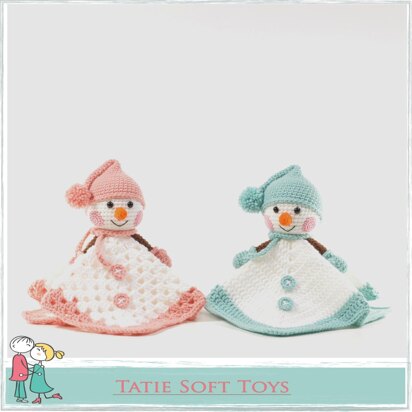 Snow girl and Snowman Comfort Blankets Blankie Lovey Crochet Soft Toys Baby Blanket