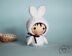 Crochet White Bunny Doll. Tanoshi series toy.