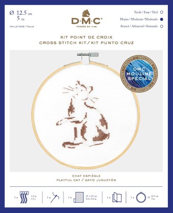 DMC Playful Cat Cross Stitch Kit (with 5in hoop) - 5in