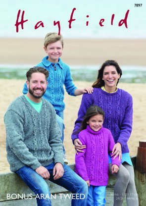 Sweaters in Hayfield Bonus Aran Tweed - 7897 - Downloadable PDF