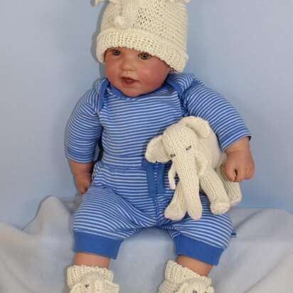 Baby Elephant Toy, Beanie and Booties Set