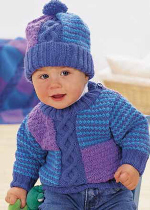 Cables And Checks Pullover and Hat Set in Patons Astra