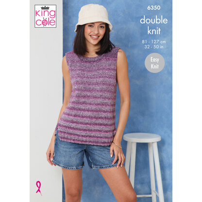 Round Neck and V Neck Tops Knitted in King Cole Jamboree DK - P6350