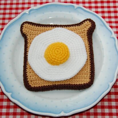 Crochet Pattern for Fried Egg on Toast / Breakfast - Fake Food