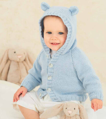 Cardigan with Collar or Hood and Hat in Rico Baby Classic DK - 092