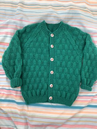 Round neck cardi in green