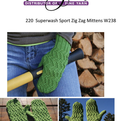 Zig Zag Mittens in Cascade 220 Superwash Sport - W238