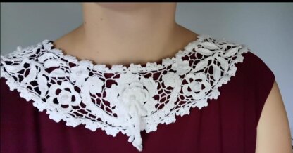 White Irish Crochet Lace collar