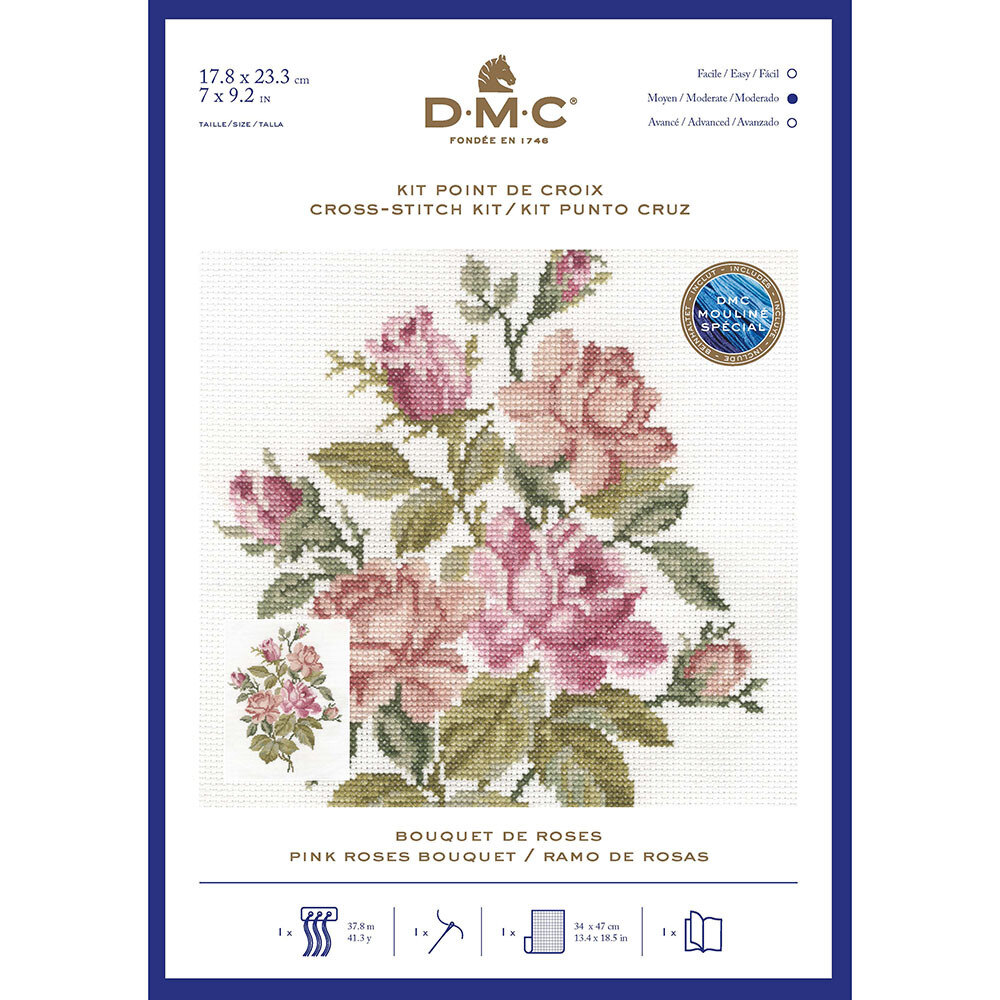 DMC // Mini Cross Stitch Kits // Pink Ribbon Foundation Cross Stitch // Bra  // Cupcakes // Balloons / Flowers // Heart Wreath // Pink Sewing 