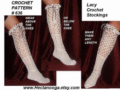 636 LACY FISH-NET CROCHET STOCKINGS