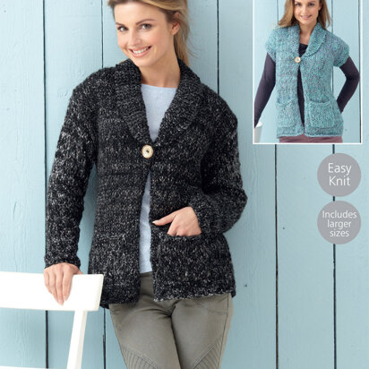 Woman’s Jacket and Waiscoat in Hayfield Ripple\nSuper Chunky - 7202 - Downloadable PDF