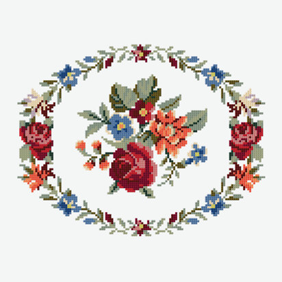 Floral Wreath  in DMC - PAT0094 -  Downloadable PDF