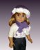 PomPom hat and scarf, fits 18 inch, American Girl Doll 105