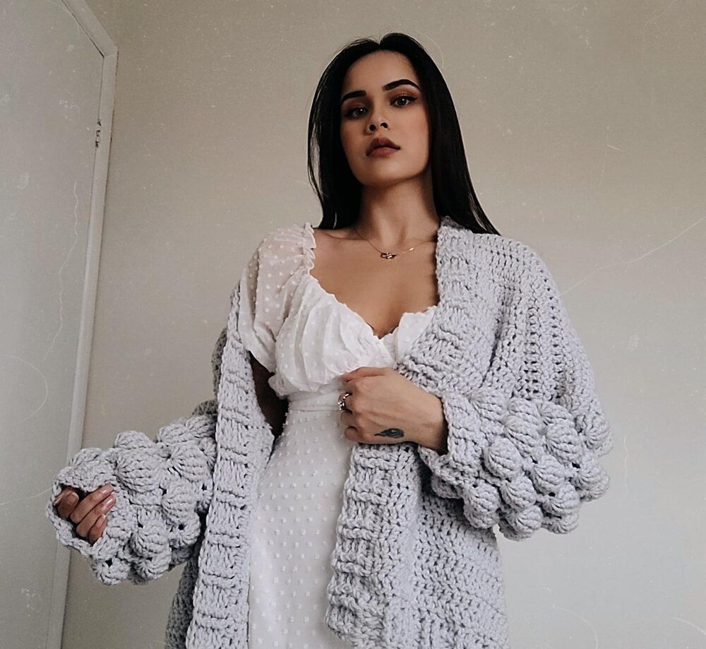 Freya Bubble Sleeve Cardigan Crochet pattern by Hooker Handmade