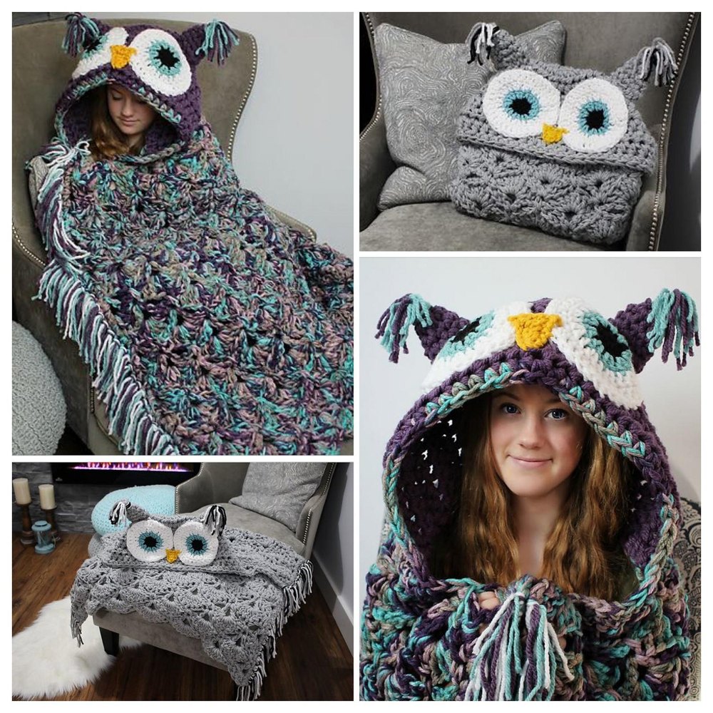 Chunky Quick Hooded Owl Blanket Crochet pattern by MJsOffTheHook LoveCrafts