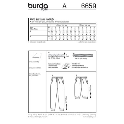 Burda Women's Trousers Sewing Pattern B6659 - Paper Pattern, Size 8-18