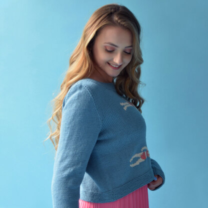 Retro Swimmers Sweater - Free Knitting Pattern in Paintbox Yarns Cotton DK and Metallic DK - Free Downloadable PDF