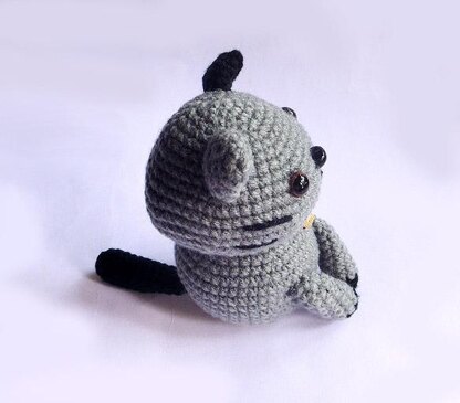 Grey Cat with Bell Crochet Amigurumi