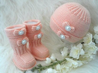 Knitting PATTERN Cute Baby Set Baby Shoes and Hat