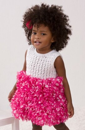 Baby's Best Party Dress in Red Heart Soft Baby Steps Solids - LW4141