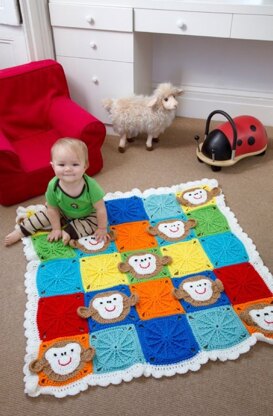 Monkey Around Baby Blanket in Red Heart Super Saver Economy Solids - LW4001