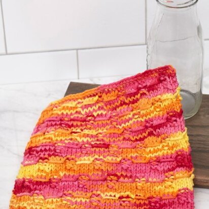 Wrapped Stitches Washcloth in Red Heart Scrubby Smoothie Multi - LM5935 - Downloadable PDF
