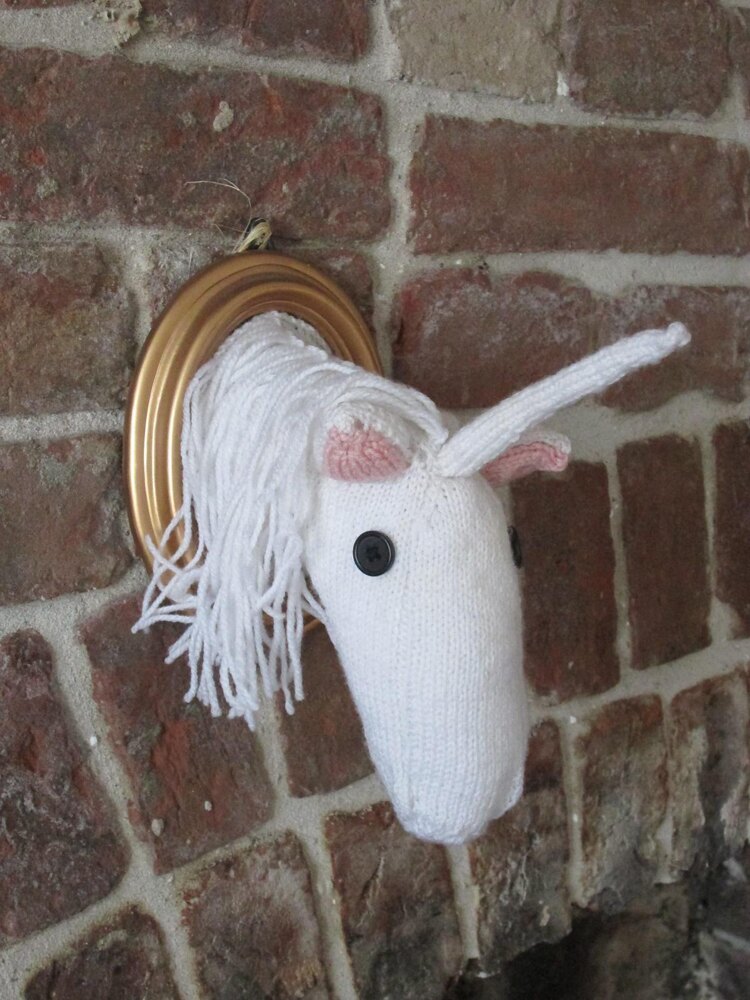 Faux taxidermy unicorn head Knitting pattern by Gothically Inclined LoveCrafts