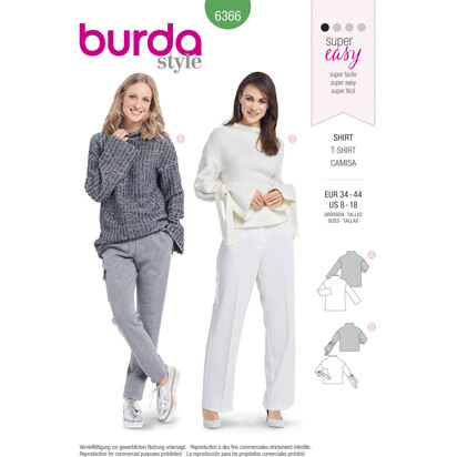 Burda Style Women's Easy Tops B6366 - Paper Pattern, Size 8-18