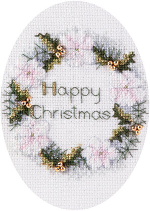 Derwentwater Designs Golden Wreath Card Cross Stitch Kit - 12.5cm x 18cm