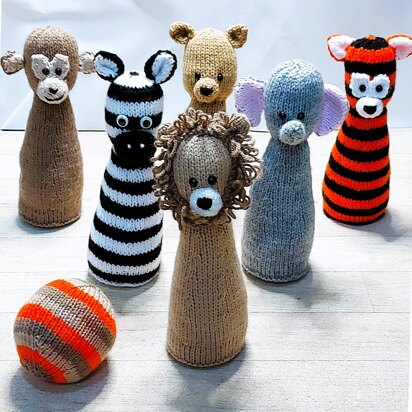 Animal Skittle Toy Set Knitting Pattern LH018
