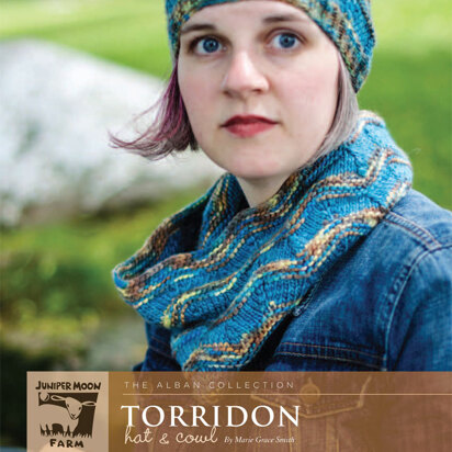 Torridon Hat & Cowl in Juniper Moon Marlowe Jeweltones & Marlowe Dappled - Downloadable PDF