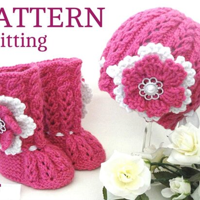 Baby Booties Baby Cap Knitted Pattern Set Baby Girl Infant