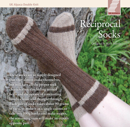 Reciprocal Socks in UK Alpaca Baby Alpaca Merino DK - Downloadable PDF