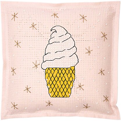 Rico Cross-Stitch Kit - Ice Cream Cushion - 40cm x 40cm