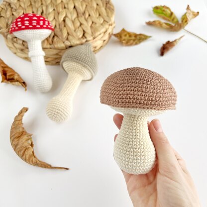 Crochet mushrooms pattern no sew Amigurumi toy Fall crochet pattern decor
