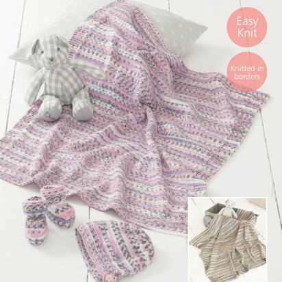 Bonnet, Bootees and Blankets in Sirdar Snuggly Baby Crofter DK - 4758 - Downloadable PDF