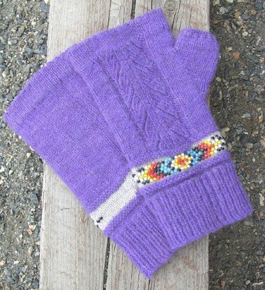 Indian Feather Fingerless Mitts & Cuffs