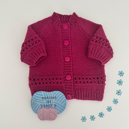 Adele Baby knitting pattern short/long sleeve Cardigan 16-20" chest size
