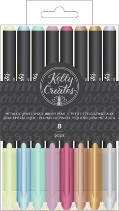 American Crafts Kelly Creates Small Brush Pens 8/Pkg - Metallic Jewel