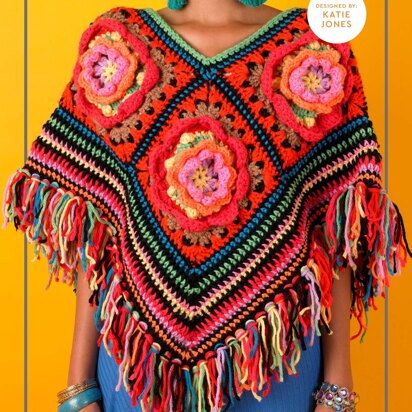 Paintbox Yarns Flower Patch Poncho PDF (Free)