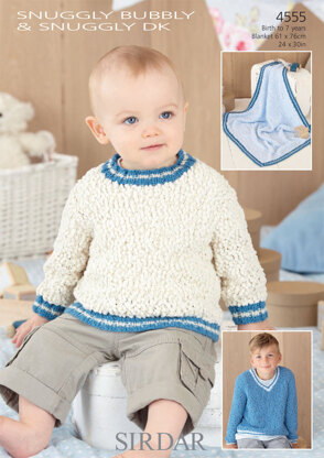 Sweaters & Blanket in Sirdar Snuggly Bubbly DK and Snuggly DK - 4555 - Downloadable PDF