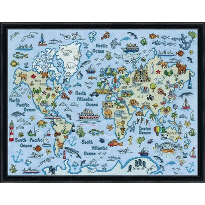 Design Works World Map Counted Cross Stitch Kit - 61 x 46cm