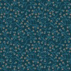 Flowers on Dark Teal with Copper Metallic (A544.3)