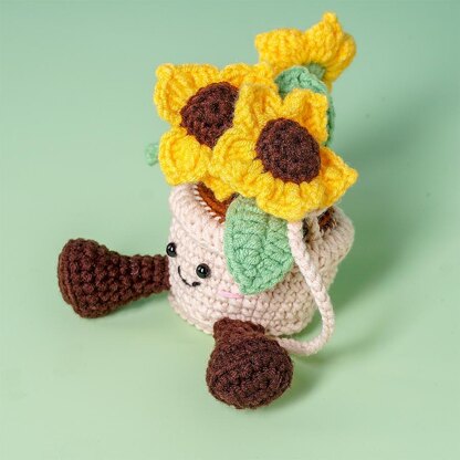 Smiling Sunflower Basket Car Hanging