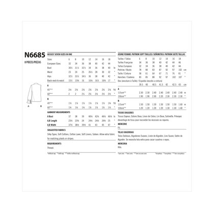 New Look N6685 Misses' Sleeveless Or Long-sleeved Tops N6685 - Paper Pattern, Size A (6-8-10-12-14-16-18)